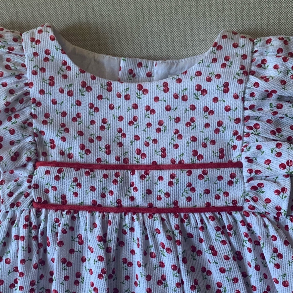 Host Pick✨Edgehill Collection Baby Girl Flutter-Sleeve Cherry A-Line Dress|6M - Picture 2 of 8